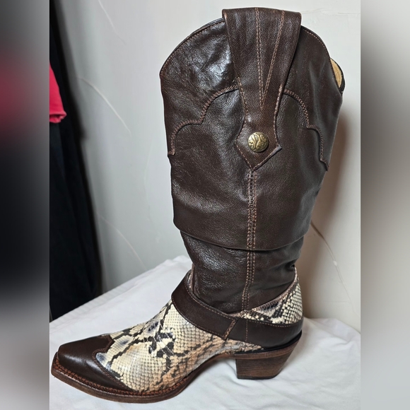 Corral Vintage Boots Snakeskin, Leather Brown 8 1/2 - Picture 5 of 10